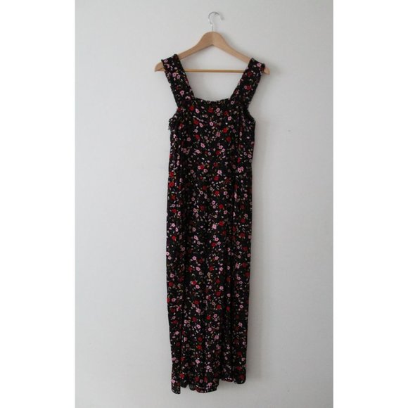 Kate Spade Boho Floral Jumpsuit in Black Ma Cherie US 6 Wide Leg - Picture 3 of 5